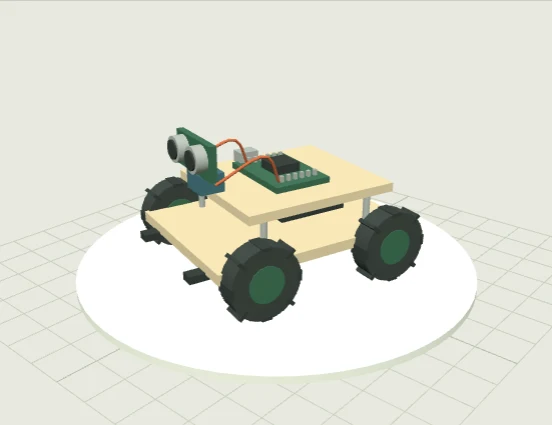 Illustrative miniature robot with sensors, a controller and driven wheels